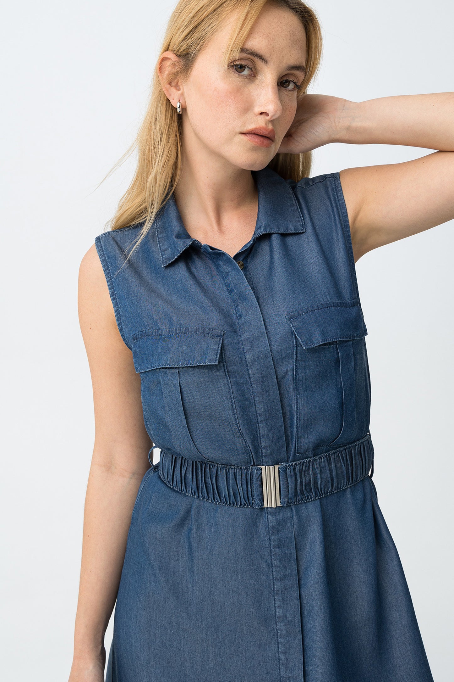 Vestido midi azul oscuro