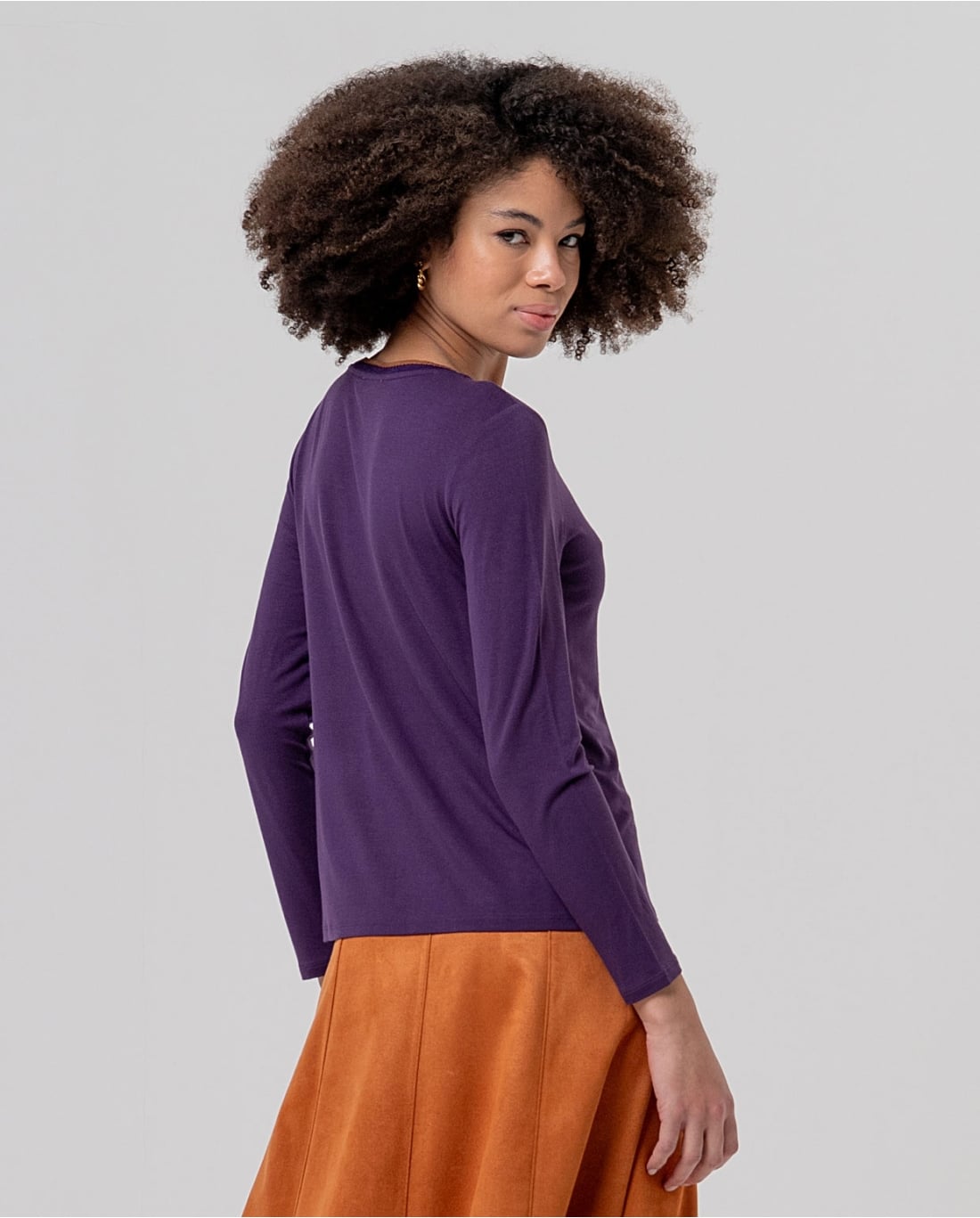 Camiseta de cuello redondo de bambú Morado