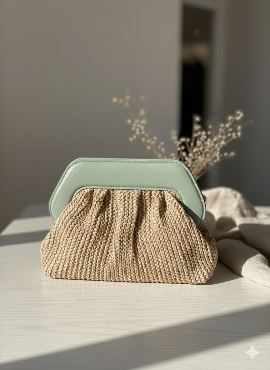 Bolso beige y verde menta
