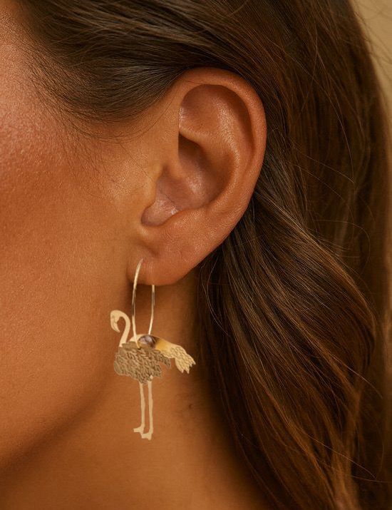 Pendientes aro con flamenco