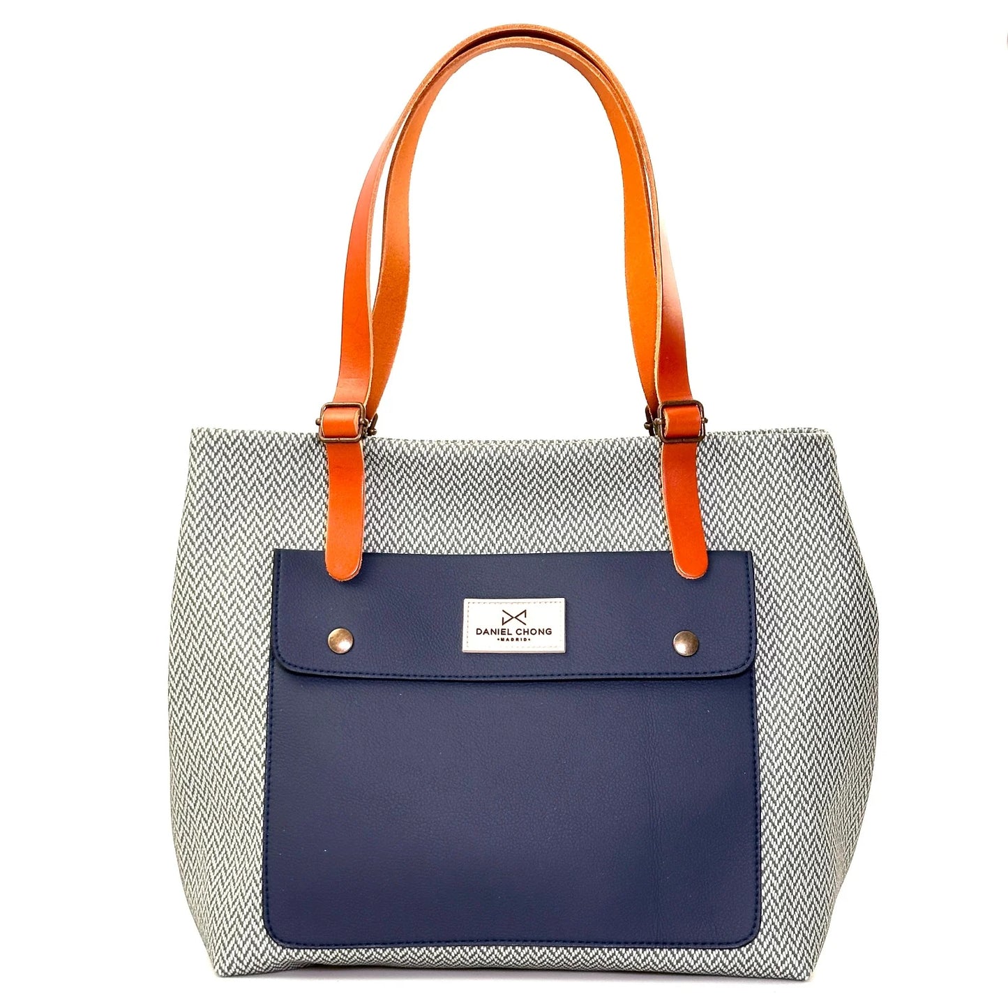 SHOPPER OLD SCHOOL ESPIGA VERDE BOLSILLO MARINO