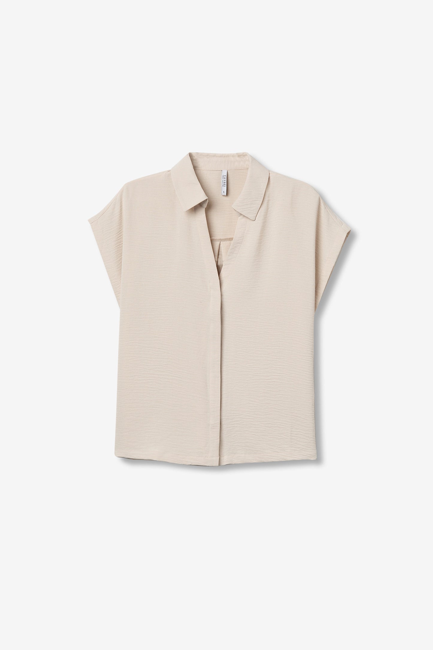 Camisa beige manga corta