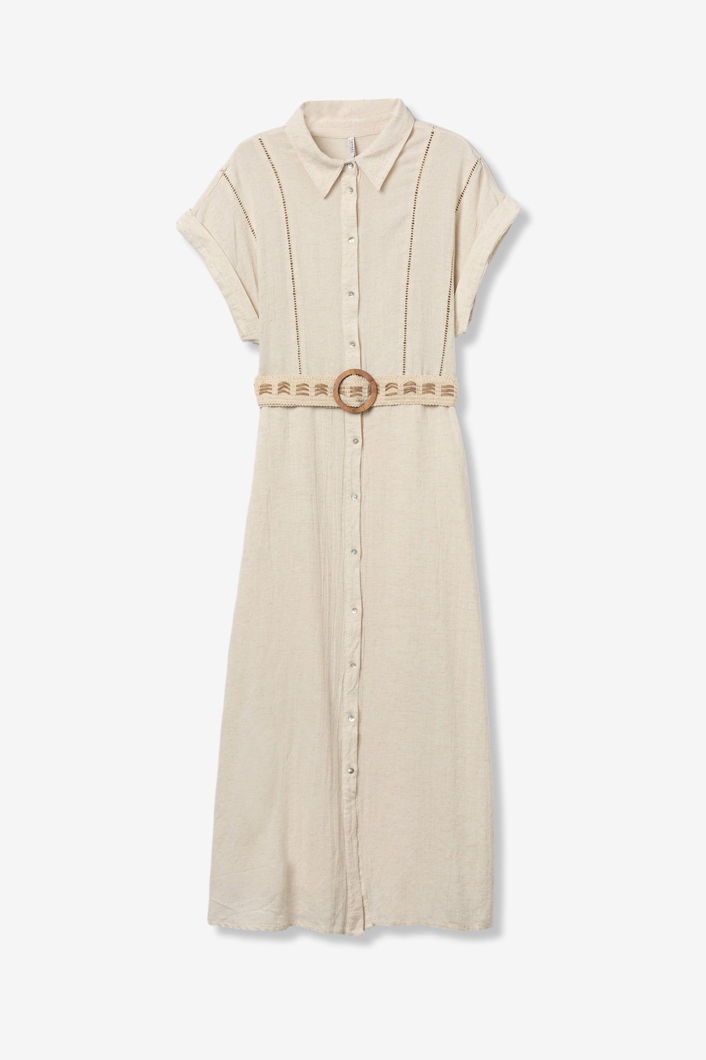 Vestido corto beige botones