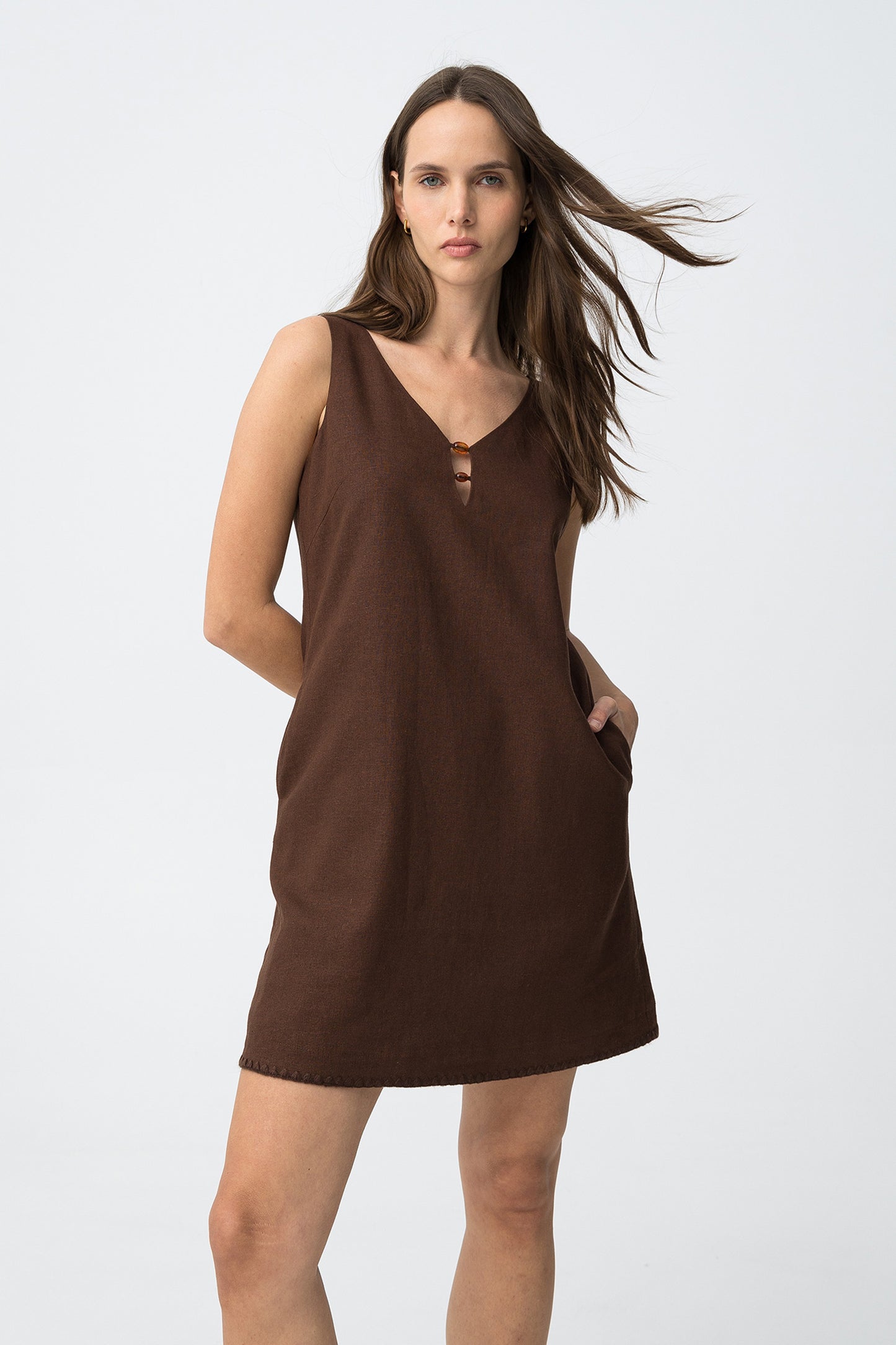 Vestido chocolate corte amplio