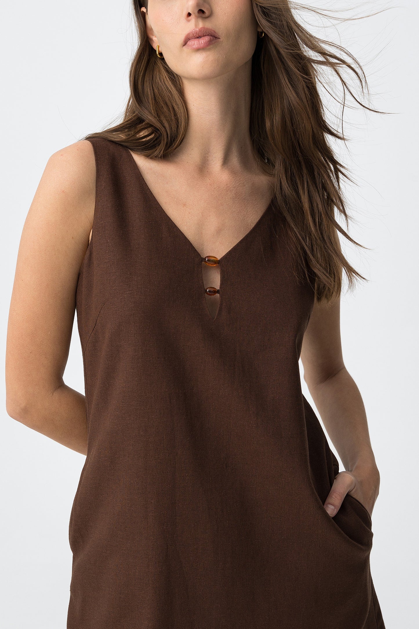 Vestido chocolate corte amplio