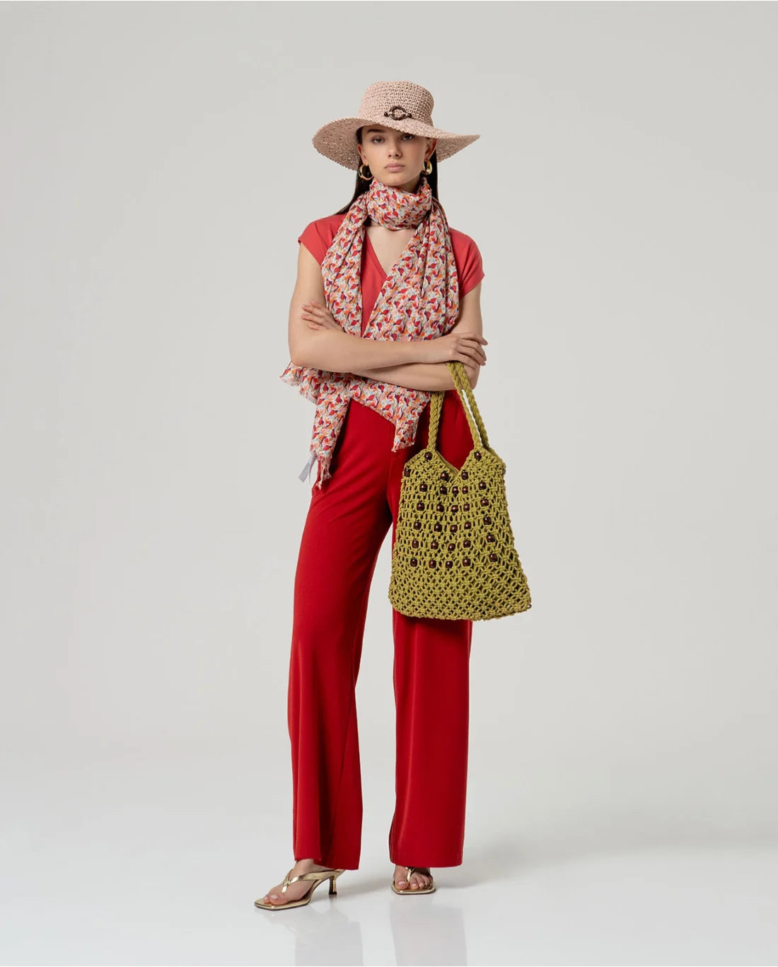 Pantalón recto con cintura elástica