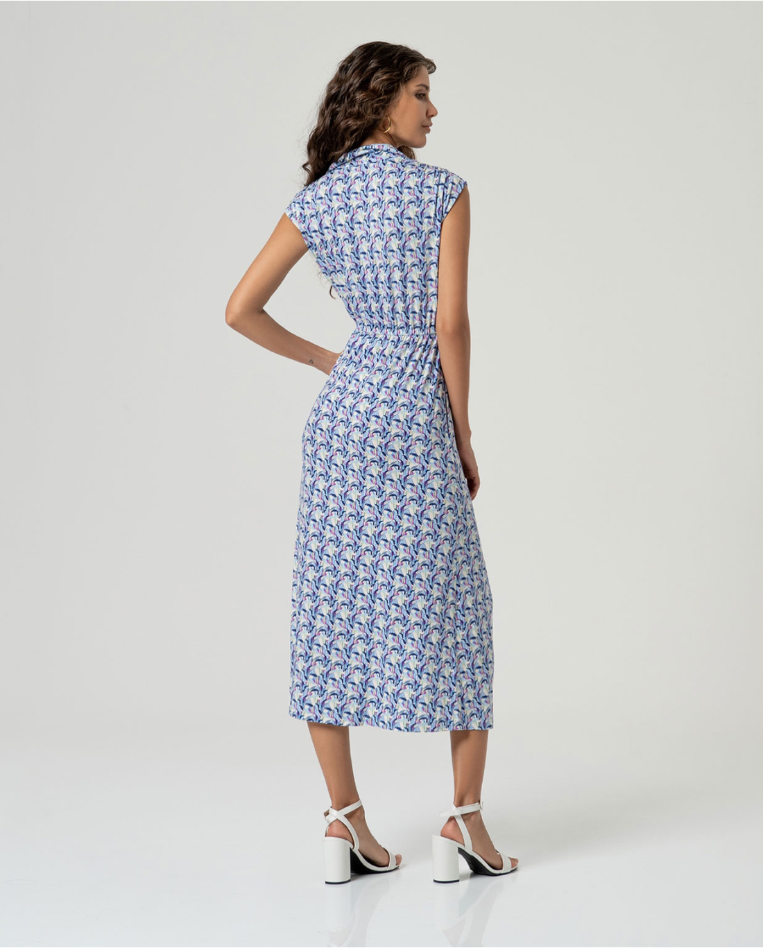 Vestido midi camisero estampado