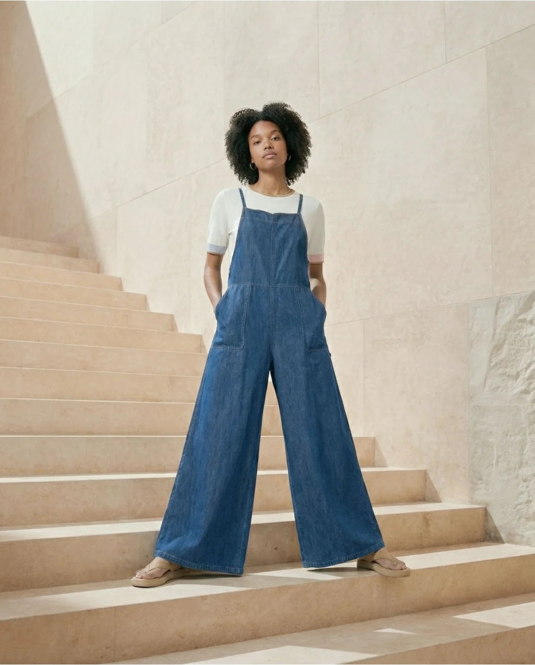 Peto denim wide leg Azul