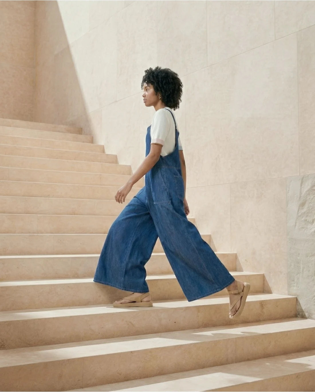 Peto denim wide leg Azul