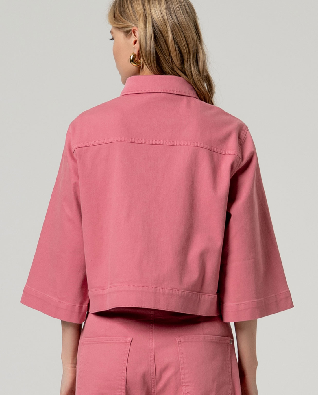 Cazadora corta algodón con elastano Rosa