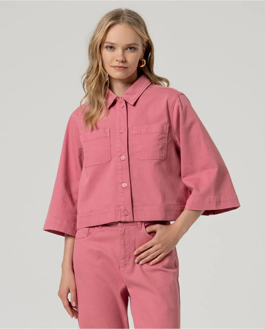 Cazadora corta algodón con elastano Rosa