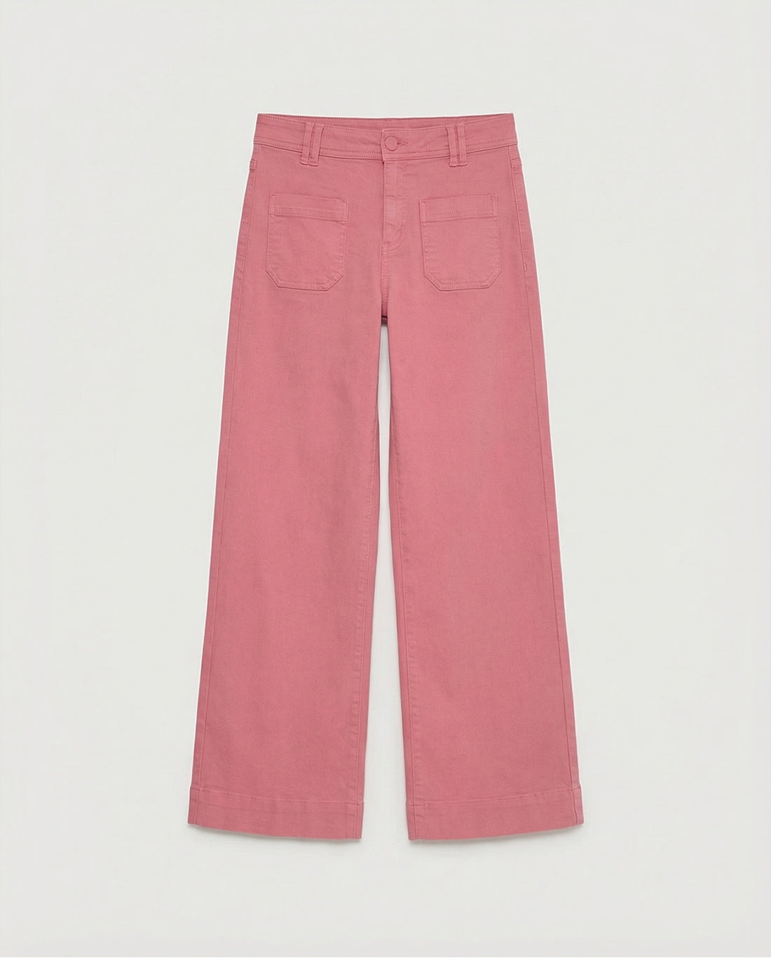 Pantalón wide leg tiro alto denim Rosa