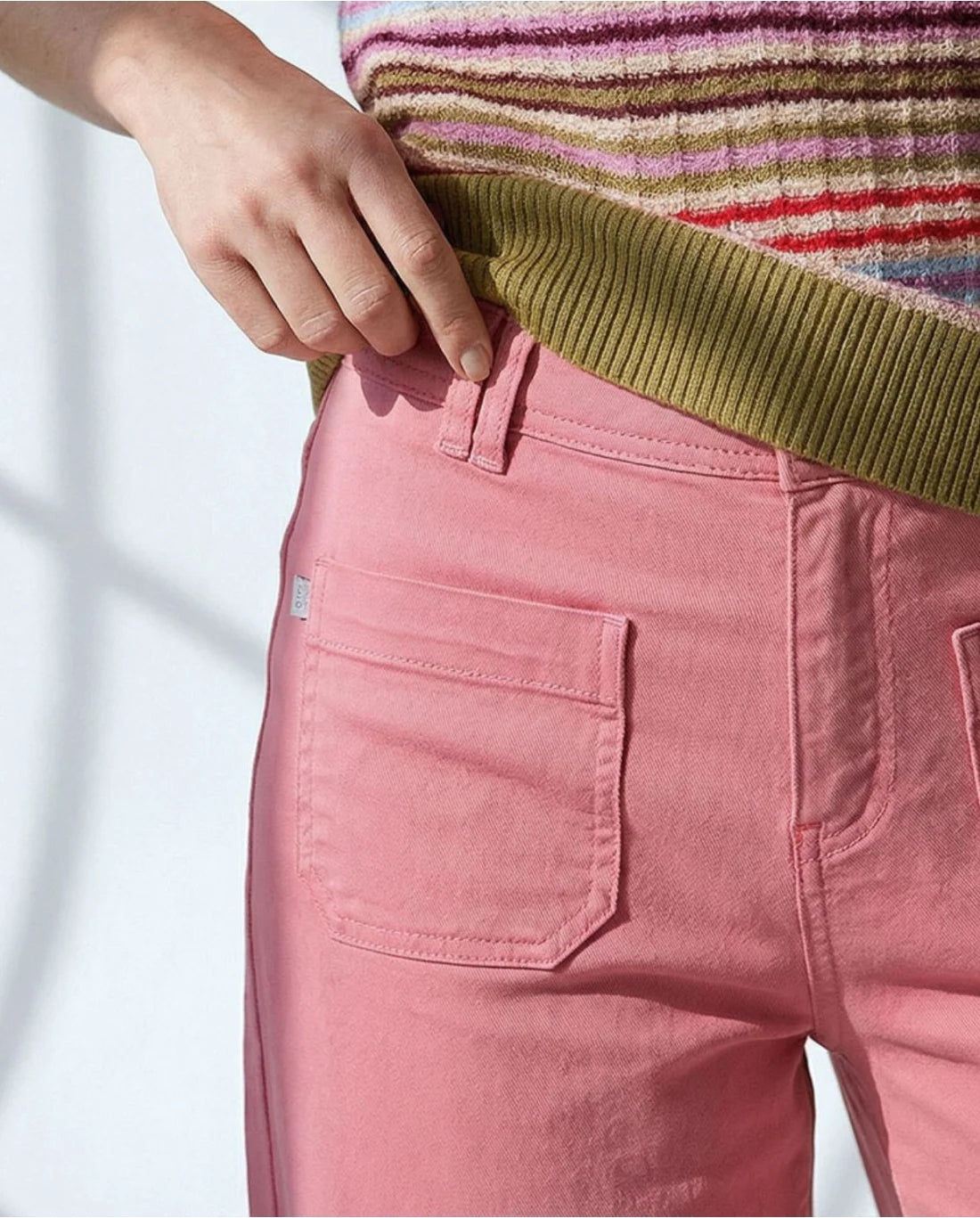 Pantalón wide leg tiro alto denim Rosa