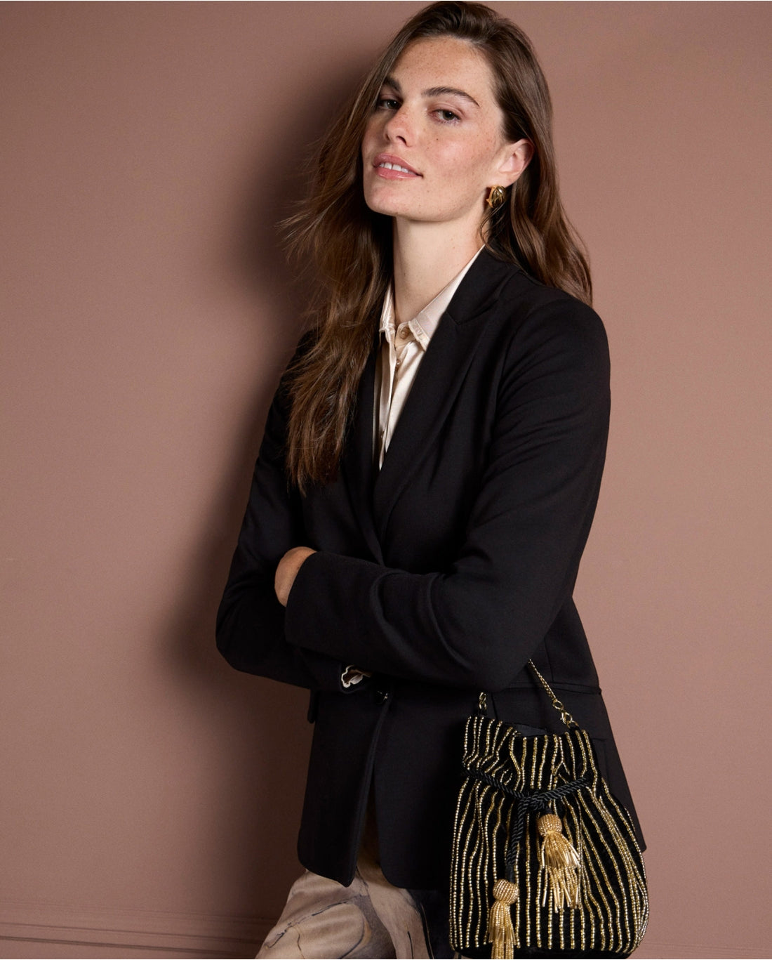 Blazer elástica con bolsillos Negro