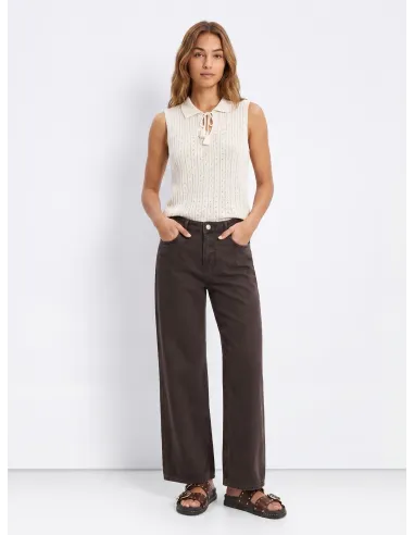 VAQUERO CINTURA MEDIA WIDE LEG MARRON