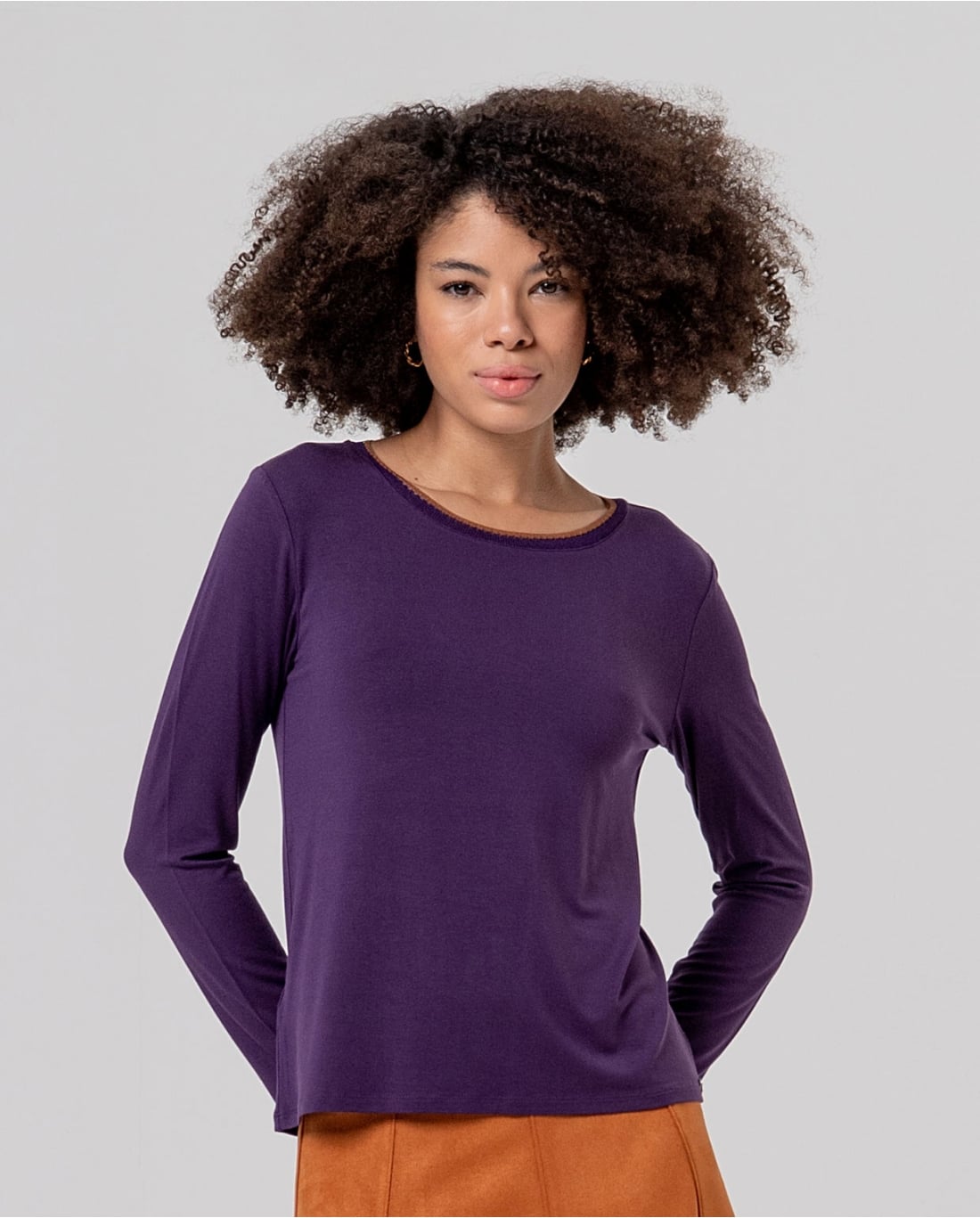 Camiseta de cuello redondo de bambú Morado