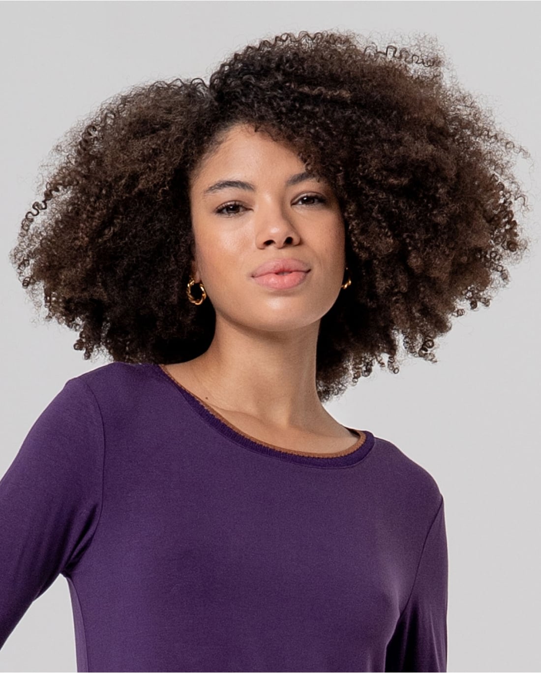Camiseta de cuello redondo de bambú Morado