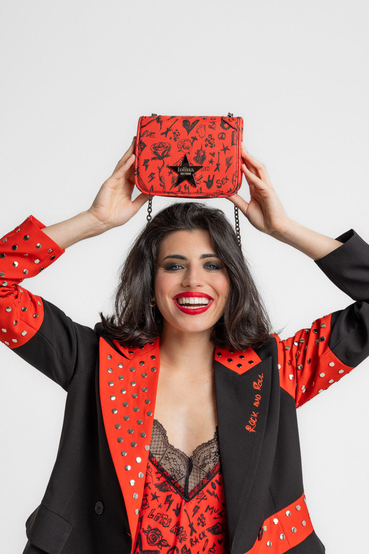 Bolso Pequeño Bandolera Con Asa De Cadena Y Estrella - ROCK AND ROLL