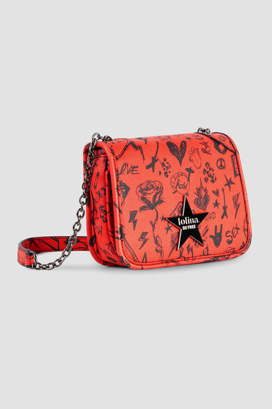 Bolso Pequeño Bandolera Con Asa De Cadena Y Estrella - ROCK AND ROLL