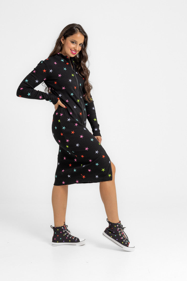 Vestido Cremallera Con Cuello Perkins Entallado - STARS