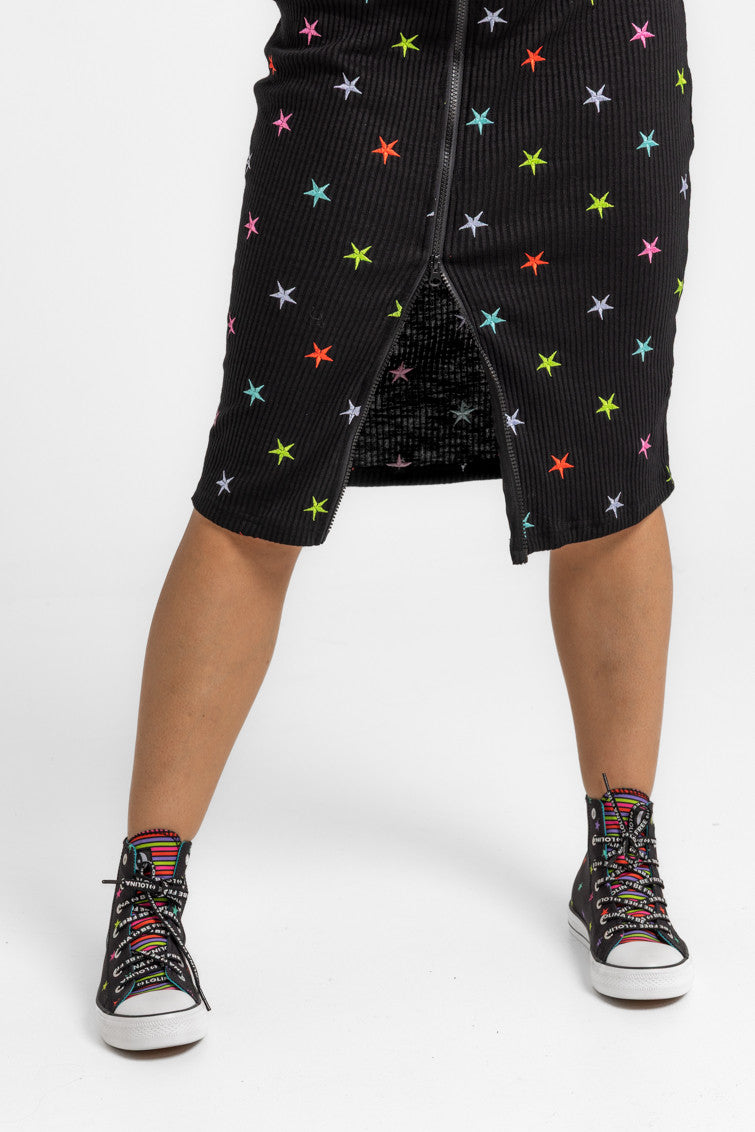 Vestido Cremallera Con Cuello Perkins Entallado - STARS