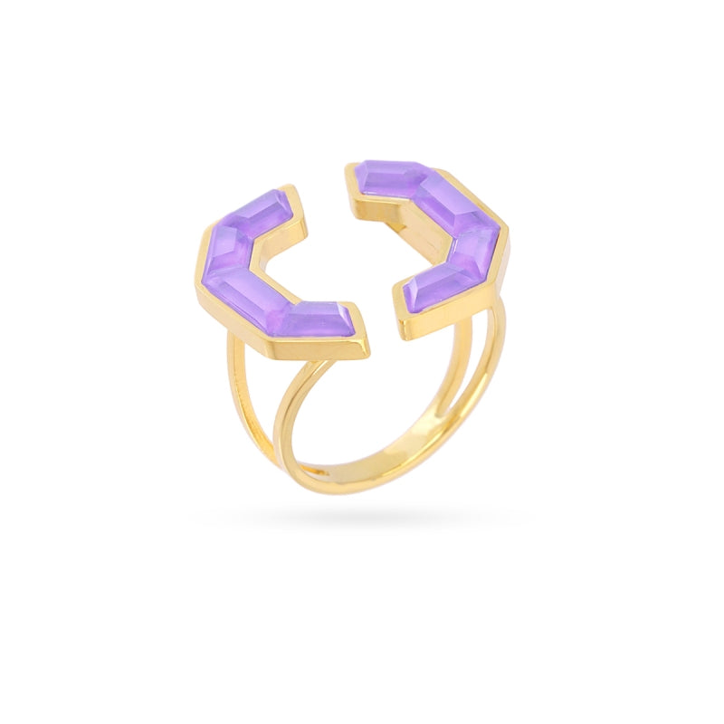 Anillo geométrico piedras