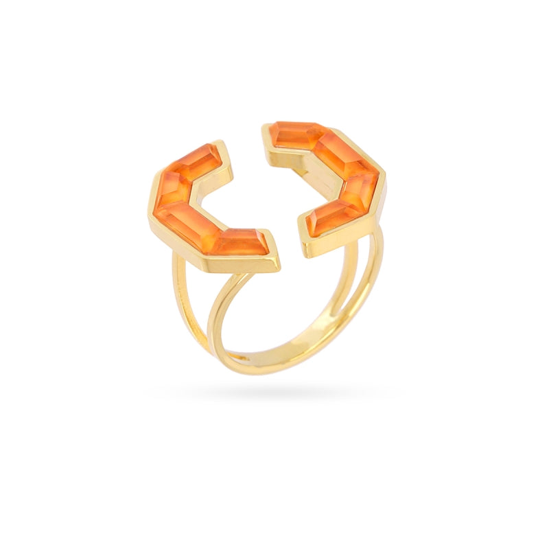 Anillo geométrico piedras